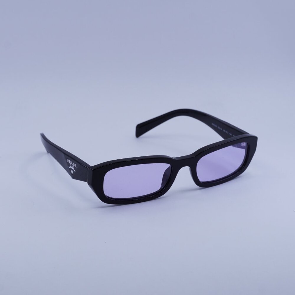 Prada PRB06S 16K40J Sunglasses Black Rectangle Frame, Violet Lenses - Picture 5 of 11